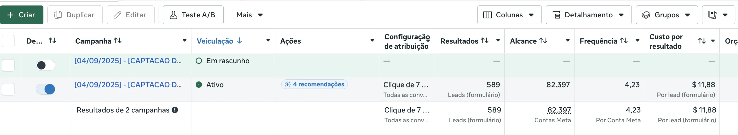 Google Ads campaign manager screenshot